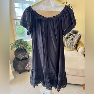 Worn once!  Navy blue Rebecca Taylor cotton dress / off shoulder.